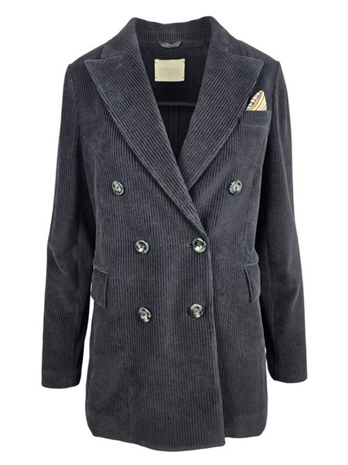 giacca donna doppiopetto in velluto a coste nero Circolo 1901 | FD3636001